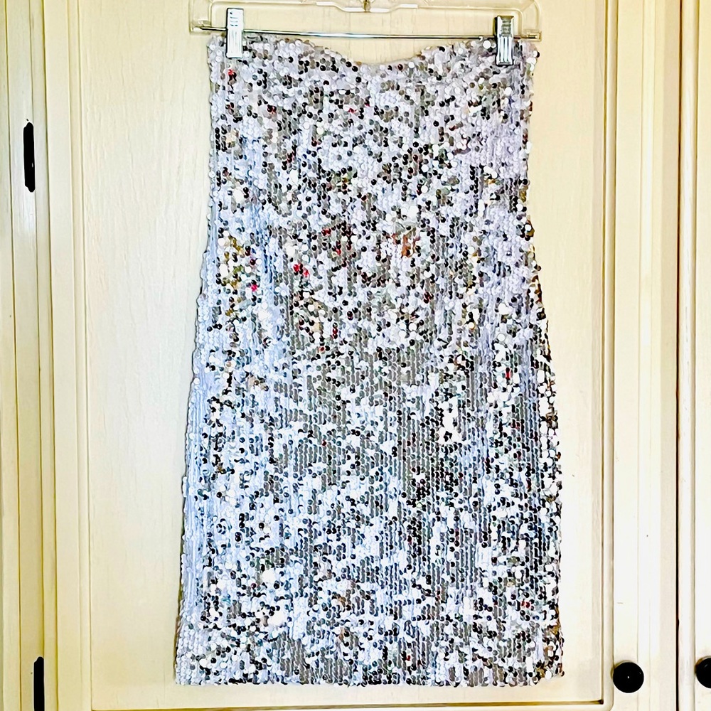 Lily & Rose Silver & White Sequin Mini Dress